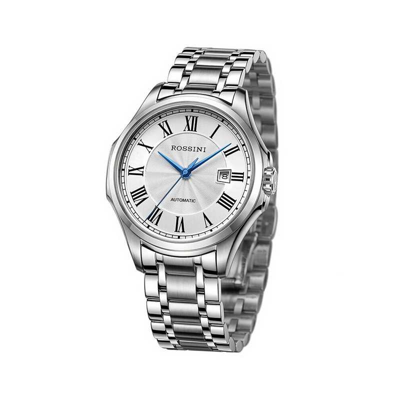 Rossini罗西尼 雅尊商务系列休闲时尚日历钢带机械男表 原色钢带 8713W01A（单位：只） 白色