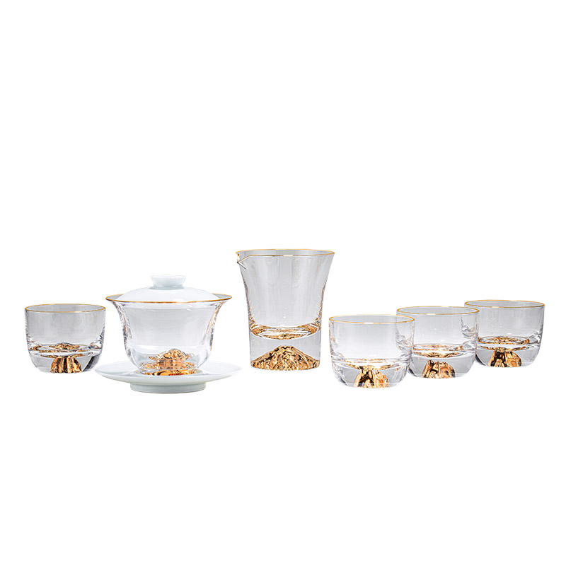 个杯堂金山[经典]水晶茶器 8件套  钢琴白   钢琴白