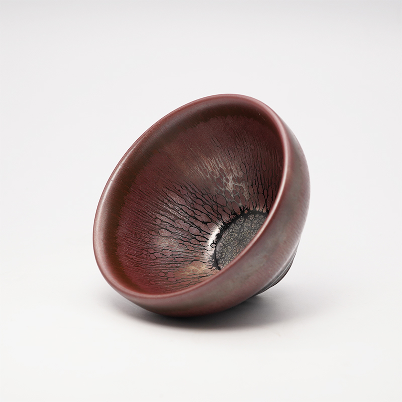 个杯堂建盏&middot;金油滴禅定盏  豆沙色 茶具套装