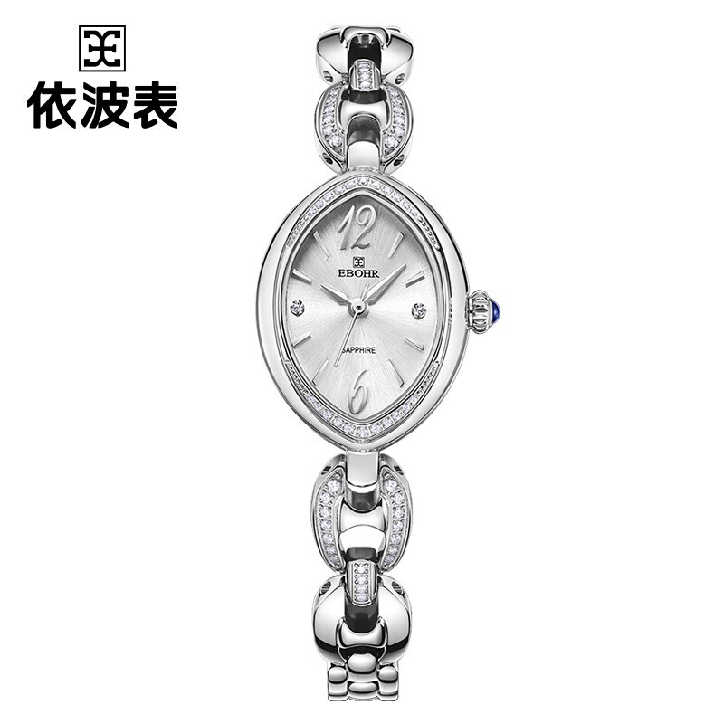 依波(EBOHR) 卡纳系列石英手表优雅手链式钢带女表17060226  白色   白色