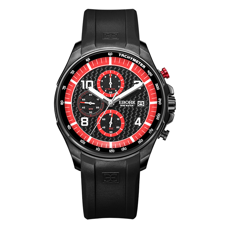 依波表（EBOHR）飞驰系列 竞速夜光风多功能石英男表20218239  图片色   图片色