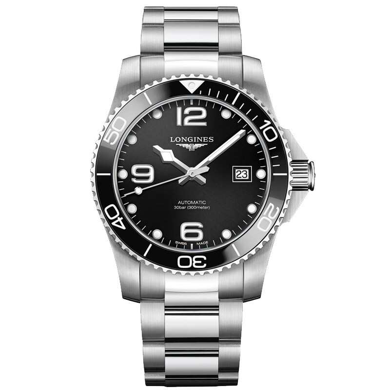 Longines浪琴 康卡斯潜水系列机械手表43mm黑盘钢带男表 L3.782.4.56.6（块） 黑色