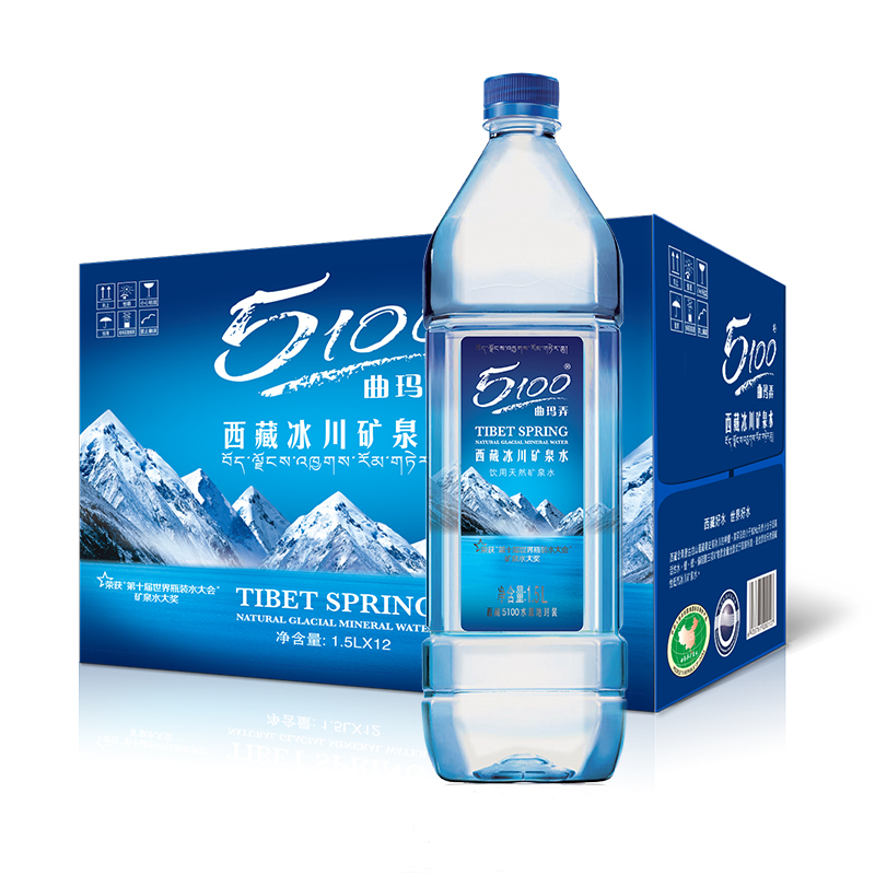 5100西藏冰川矿泉水1.5l*12瓶大瓶装 蓝色 1.5L*12瓶/箱