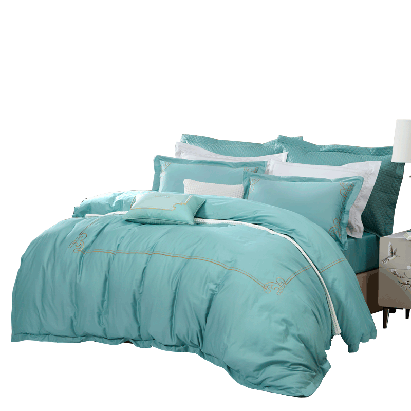 富安娜100%精梳棉四件套静谧时光203*229cm /套 绿色