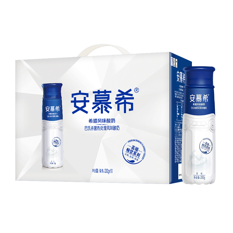 伊利安慕希高端畅饮型希腊风味酸奶原味230g*10瓶 无色