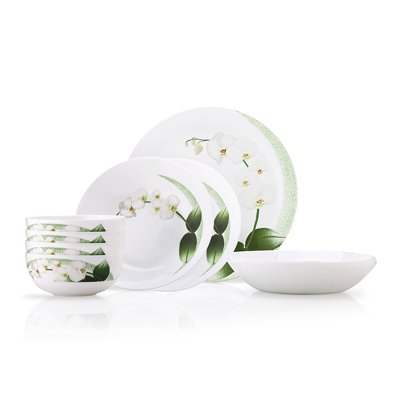 乐美雅 悠兰白玉餐具9件套 LC-S101G  白色  