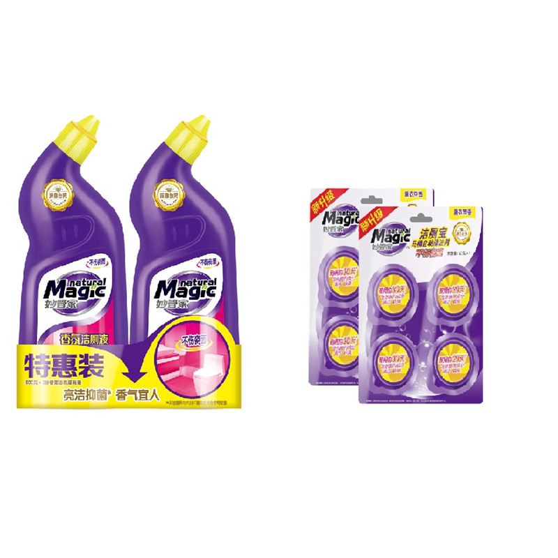 妙管家洁厕宝(薰衣草香) +妙管家香氛洁厕液（新疆、青海、西藏不发货）  （50g*4）*2组+600g*2瓶  