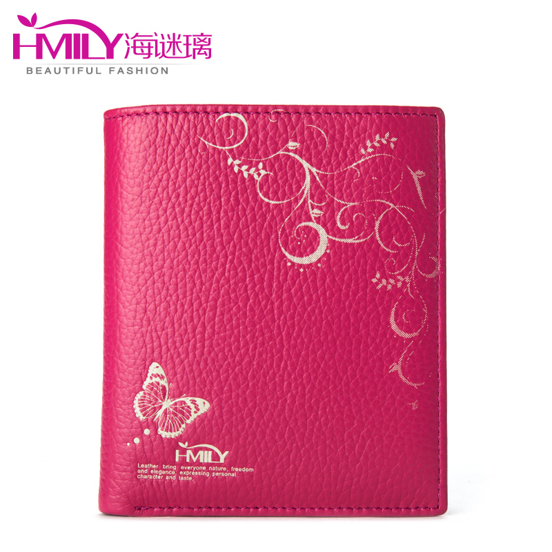 【海谜璃HMILY】钱包女短款 新款女士钱包头层牛皮钱包 H6891-2-3  玫瑰红色   玫瑰红色