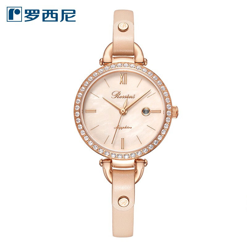 Rossini罗西尼 CHIC系列石英手表金盘皮带女表7898G06B（单位：只） 玫瑰金