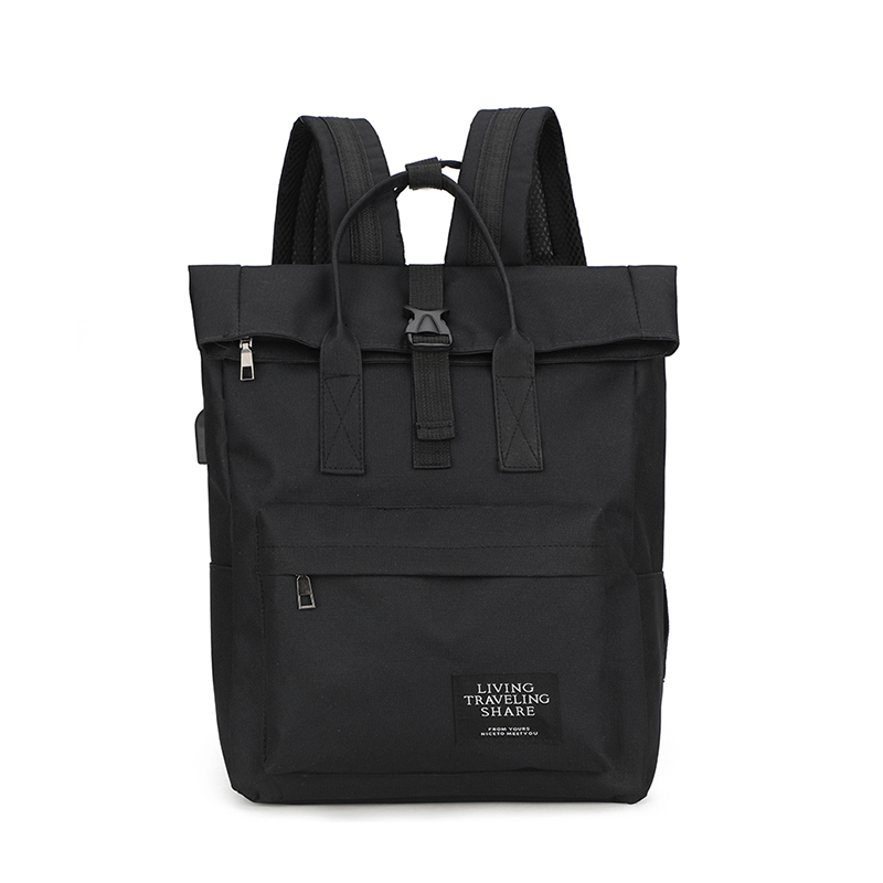 WRC百搭简约双肩包W-0018/个 黑色