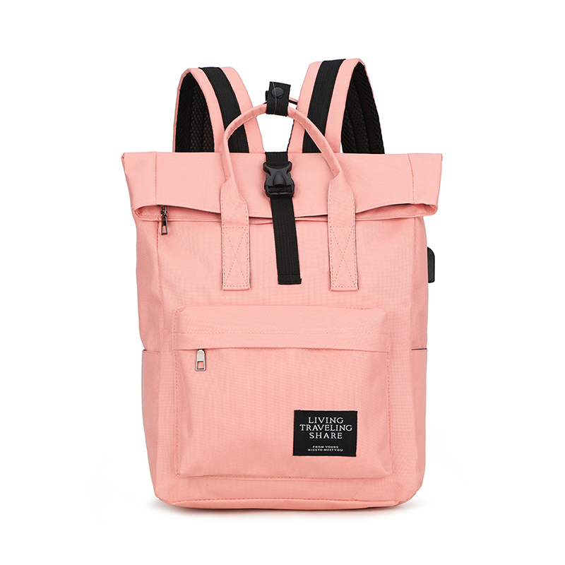 WRC百搭简约双肩包W-0018/个 粉色