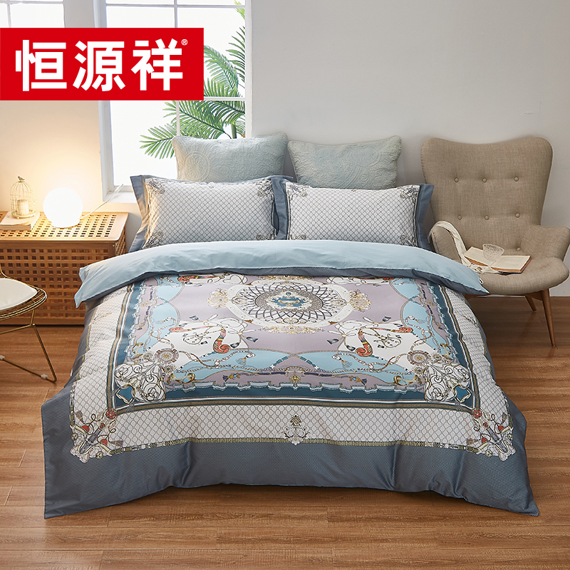 恒源祥HYX106TJ洛克60S全棉数码印花四件套  图片色  