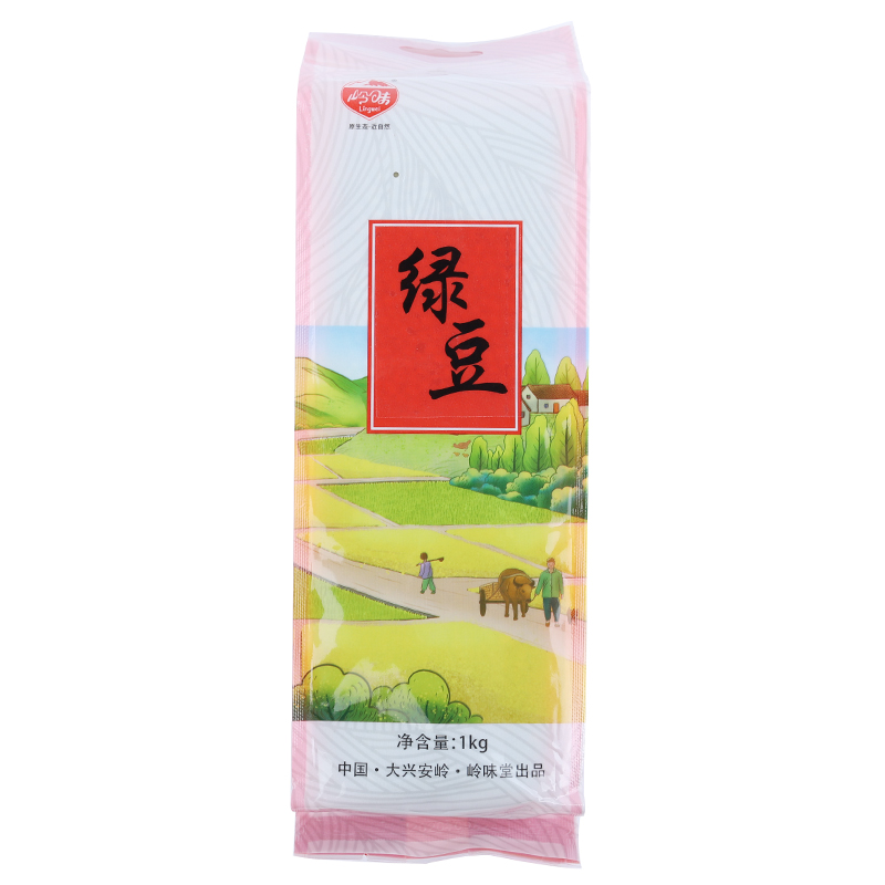 【大兴安岭馆】岭味堂 东北粗粮杂粮 绿豆 1KG装  柠绿色  