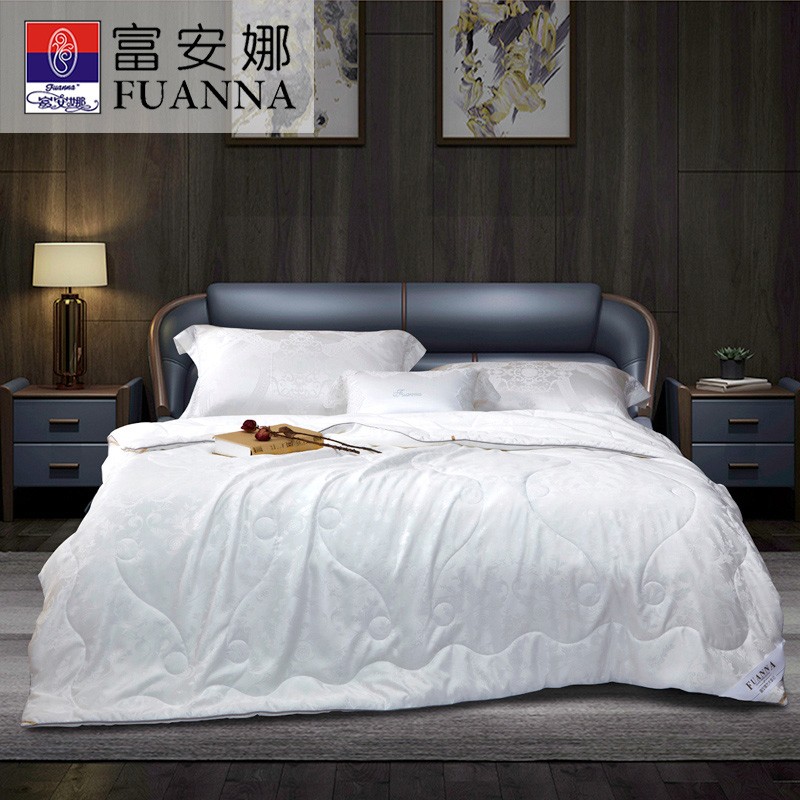 富安娜 锦瑟年华提花桑蚕丝夏被500g/203*229cm/床 白色