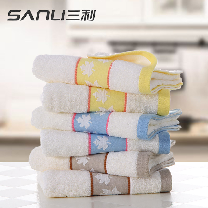 三利 纯棉毛巾3条装 34x76cm 柔软吸水洗脸面巾100g/条 缎+黄缎+灰缎（单位：袋） 混色 组合装