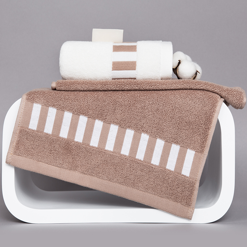 三利帕拉图洁面巾2条礼盒套装34&times;73cm 浅棕+米白 混色