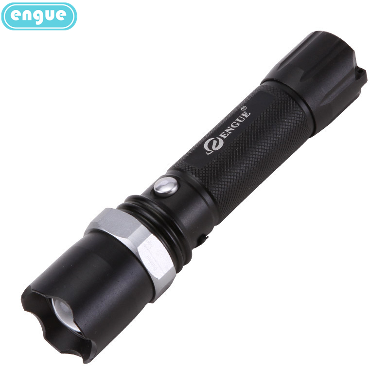 engue 恩谷多功能变焦强光手电筒 两用安全手电筒 含电池充电款便携手电筒EG-110 黑色