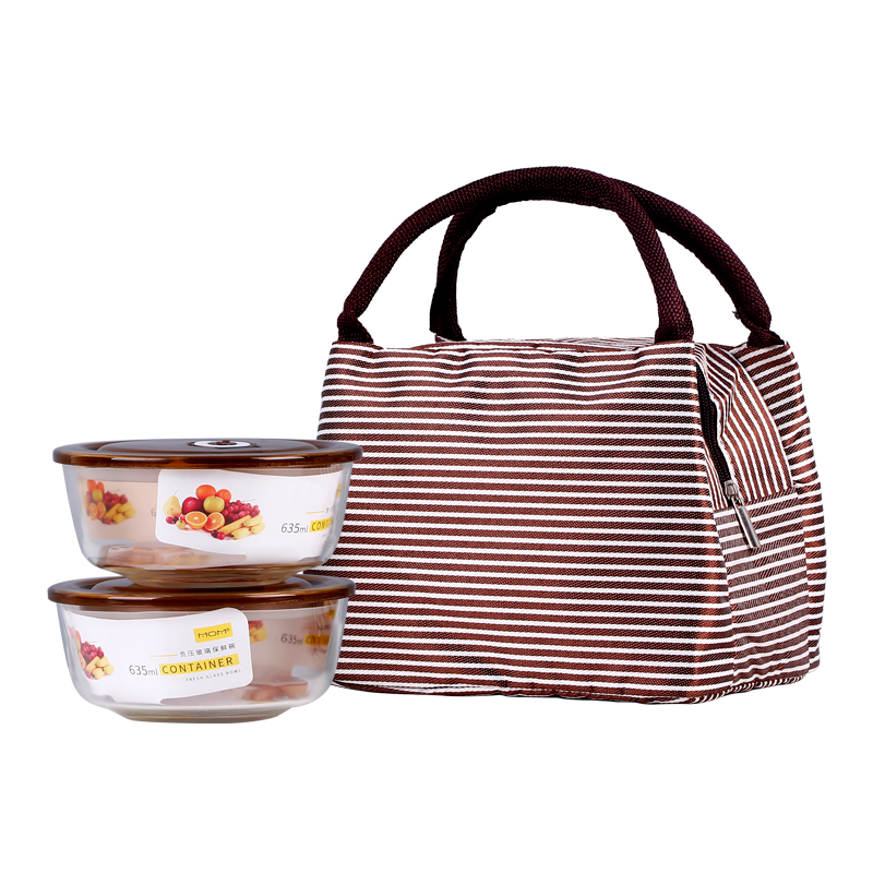 MOM饭兜兜负压保鲜碗3件套（牛津布袋 +碗*2） 6059（单位：套） 褐色