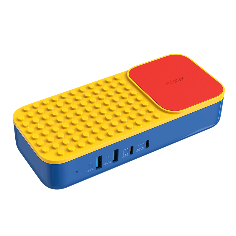 IDMIX（大麦）65W桌面充电器4口快充输出10W无线充适用于苹果华为小米手机macbook笔记本 黄色