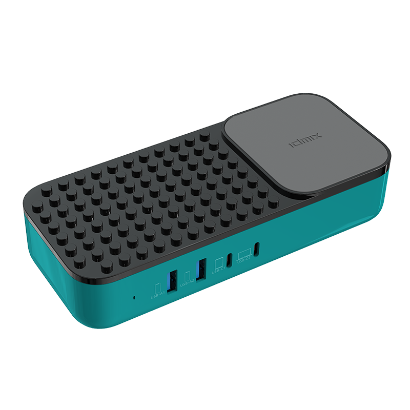 IDMIX（大麦）65W桌面充电器4口快充输出10W无线充适用于苹果华为小米手机macbook笔记本 灰色