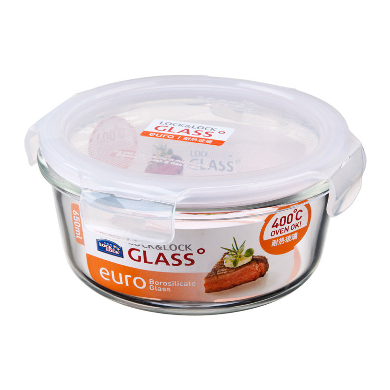 乐扣乐扣（LOCK&LOCK） 格拉斯耐热玻璃保鲜盒650ml （单位：个） 透明色