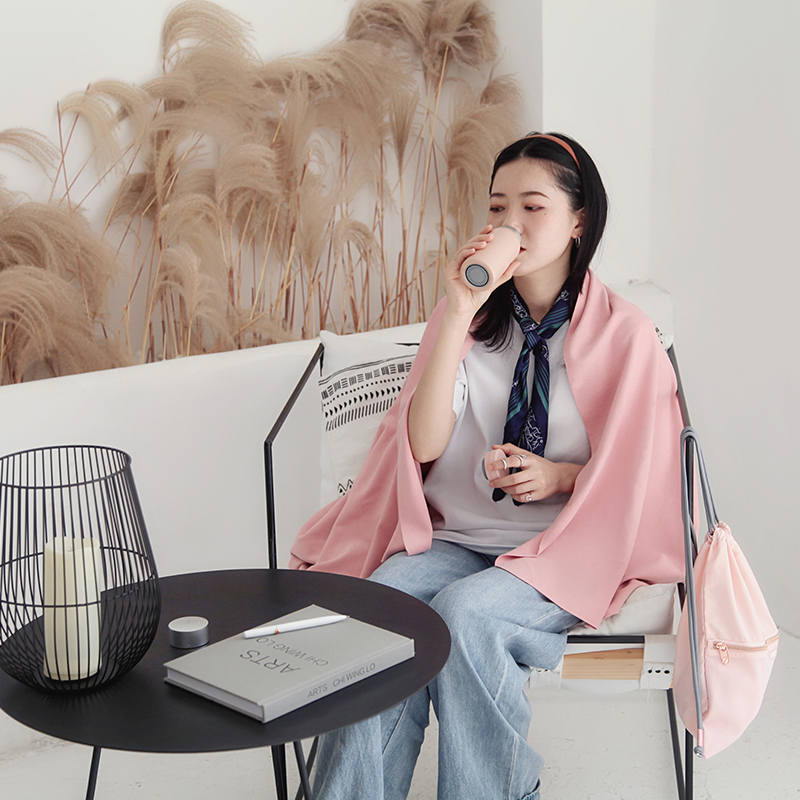 空气绒多用披肩毯 粉色