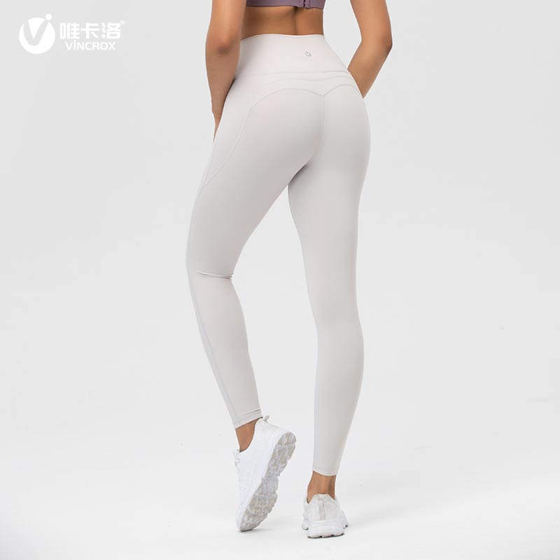 唯卡洛vincrox 瑜伽裤  运动健身休闲  裸感速干提臀蜜桃臀运动紧身外穿运动长裤20908  海沙色M  