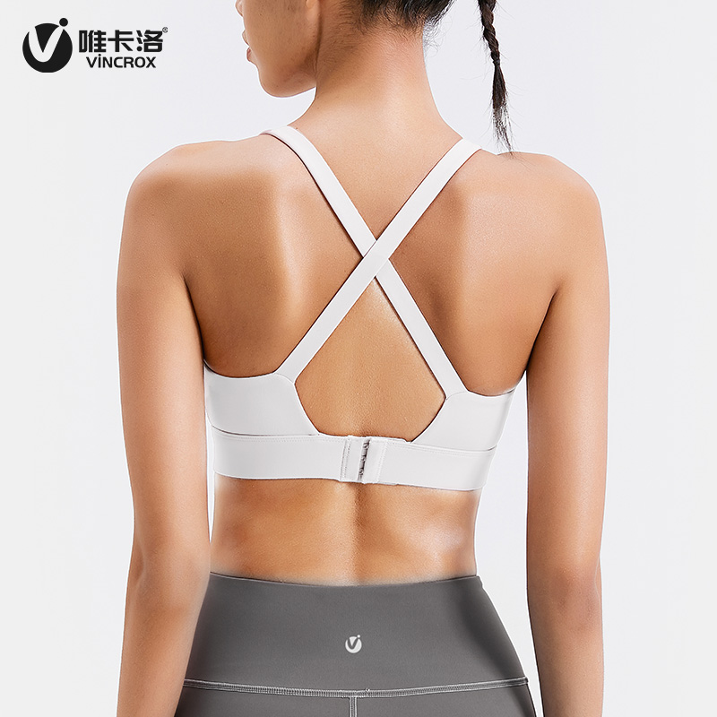 唯卡洛vincrox 运动背心 瑜伽跑步健身  高强度瑜伽内衣聚拢防下垂夏季运动文胸 21501  白色M  
