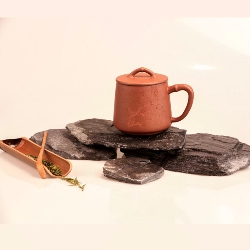 竹贵紫砂竹风杯 红褐色