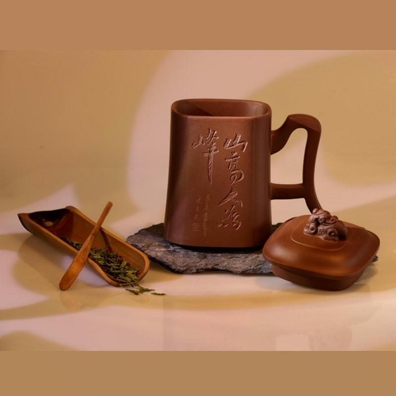 竹贵紫砂将军杯 深红褐色