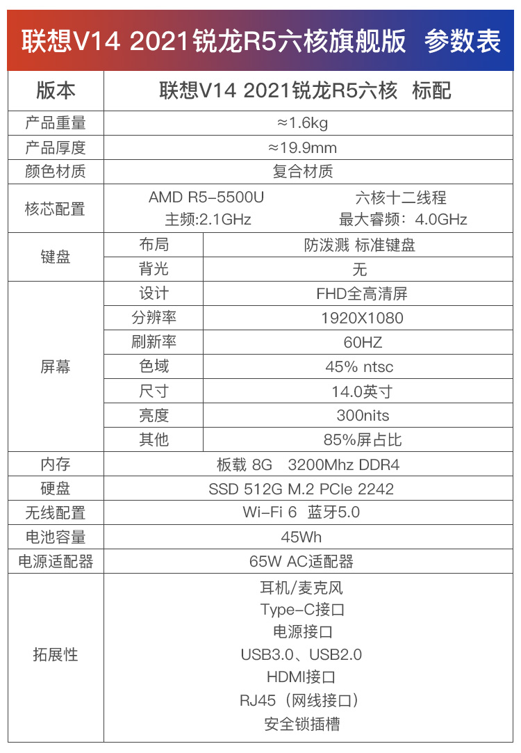 联想v14笔记本参数图片