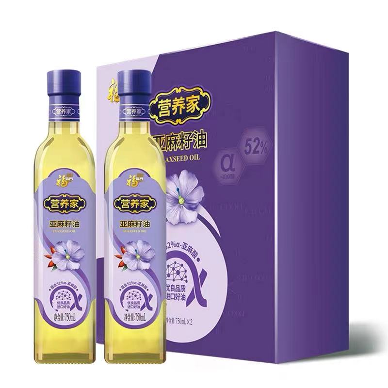福临门亚麻籽油750ml*2礼盒 紫色