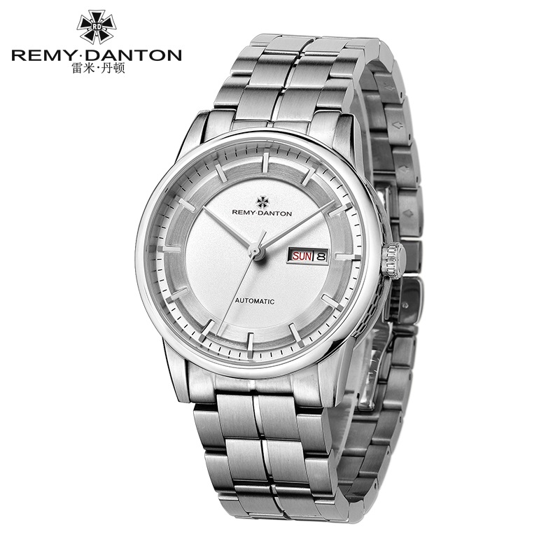 雷米丹顿（REMY DANTON）正品手表机械表全自动镂空男士手表时尚潮流男表G317  银壳白面钢带  