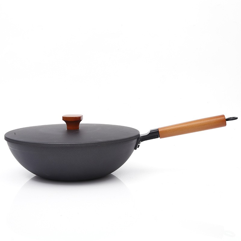 巴尔德 定制古法老铁锅三件套BT-2098 炒锅30cm,汤锅22cm,煎锅26cm不粘加厚铸铁锅（单位：套） 黑色