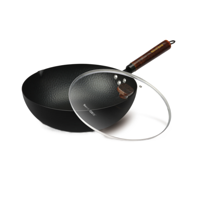 巴尔德臻享典藏捶打老铁锅千锤百炼 真不锈物理不沾0涂层 玻璃盖BC-021（单位：套） 黑色