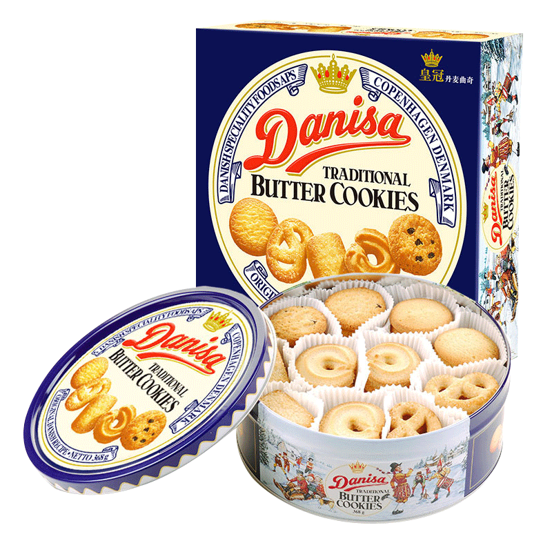 皇冠（DANISA）丹麦曲奇饼干 454G 铁罐装  蓝色  