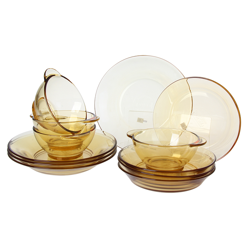 康宁餐具套装12件套碗碟盘OV12/CN  琥珀色  