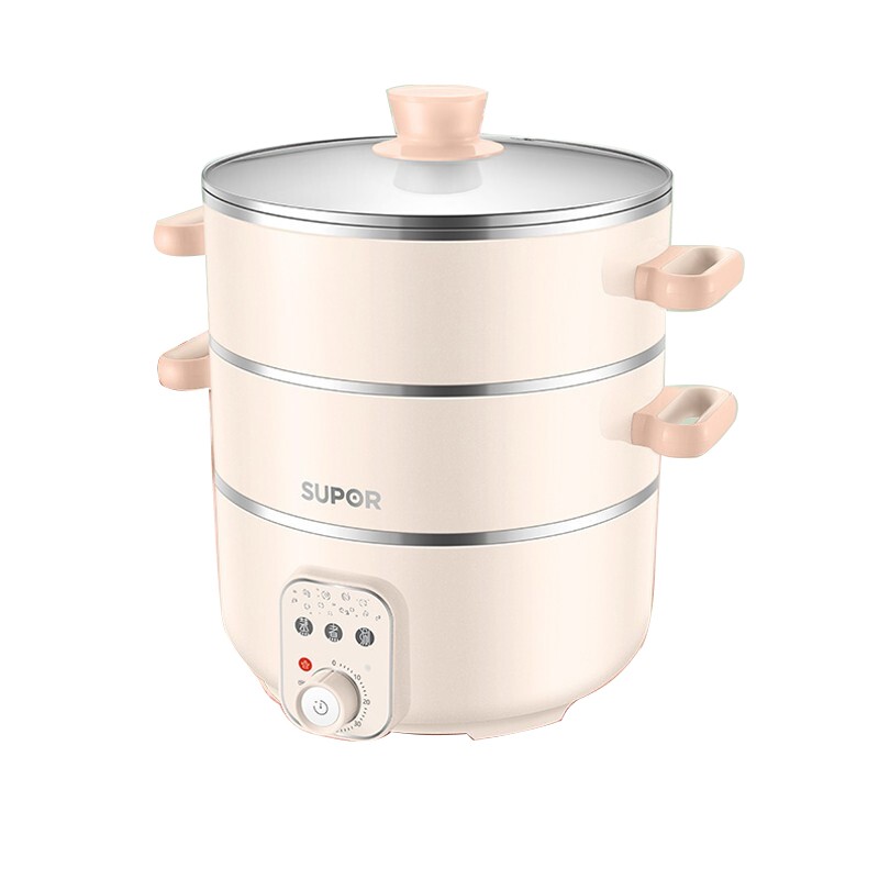 苏泊尔（SUPOR）煎炖多功能 8L双层蒸笼 电蒸锅ZN26YK18（单位:台） 樱花粉