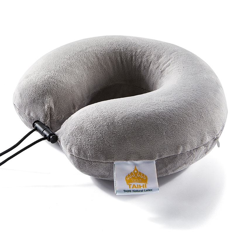 泰嗨 U型乳胶枕头（紫色） 汽车枕 枕心带枕套 泰国原装进口，93%乳胶  灰色  