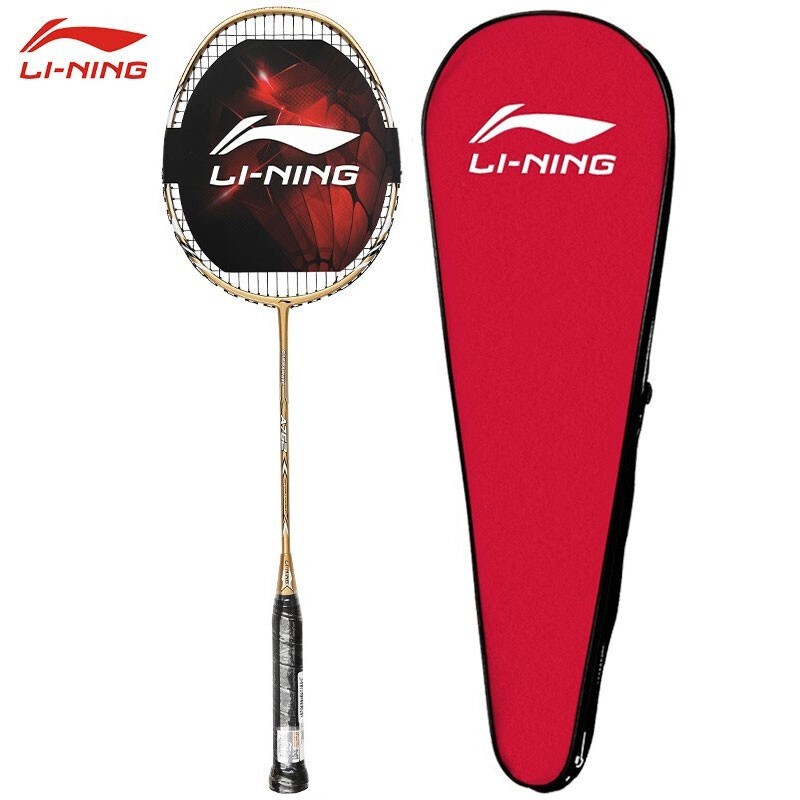 李宁（LI-NING）羽毛球拍全碳素3U超轻耐打攻守兼备单拍A762已穿线  金色  