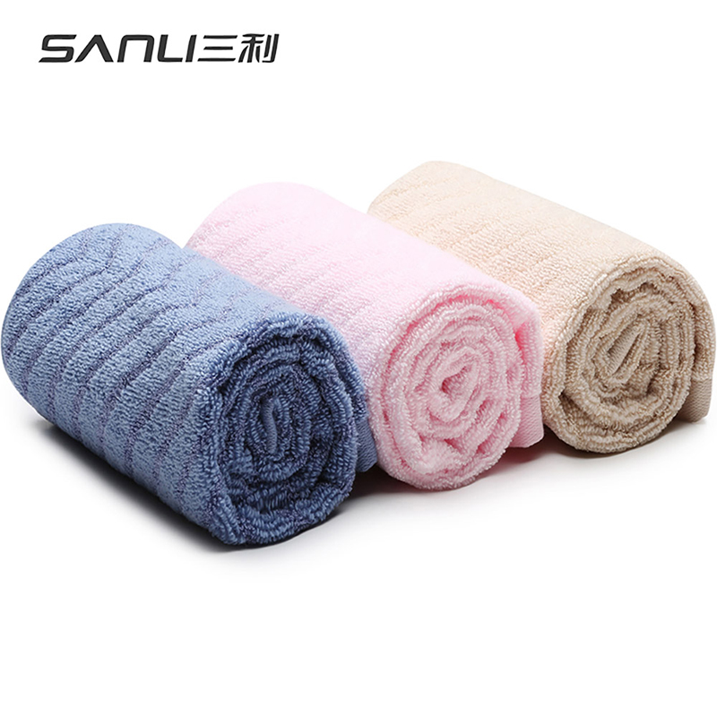 三利 棉竹混纺素雅斜纹毛巾3条装柔润吸水洗脸面巾33&times;74cm 9042-1  混色  