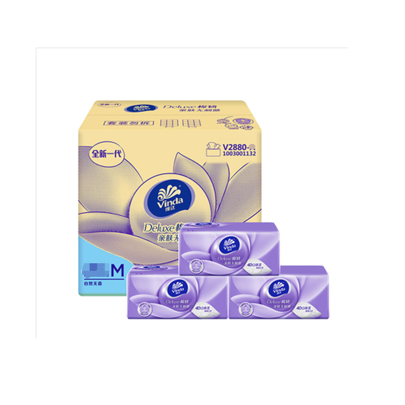 维达(Vinda) 棉韧抽取面巾 3层M码100抽*36包 抽纸面巾纸 整箱发货  宝石蓝  