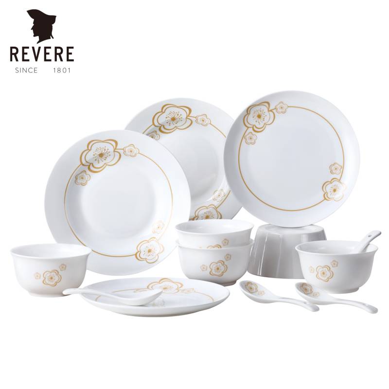 康宁Revere臻宝系列康宁瓷餐具12件套-五福报喜RWU-CJ12W/YK（单位：套） 白色