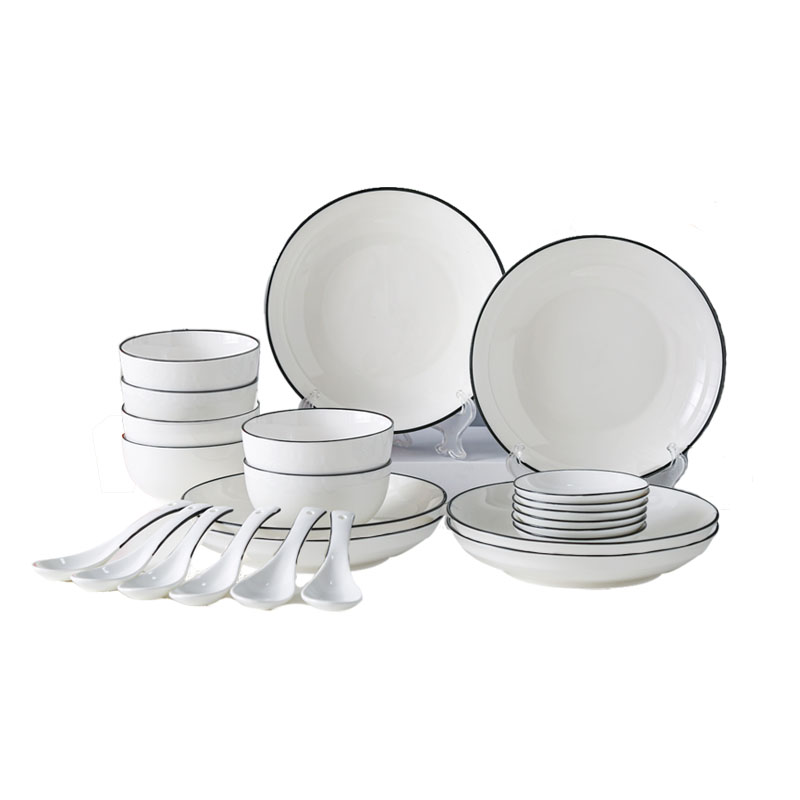 珊兰中式陶瓷24件套简爱餐具套装釉上彩碗碟SL-2405C    