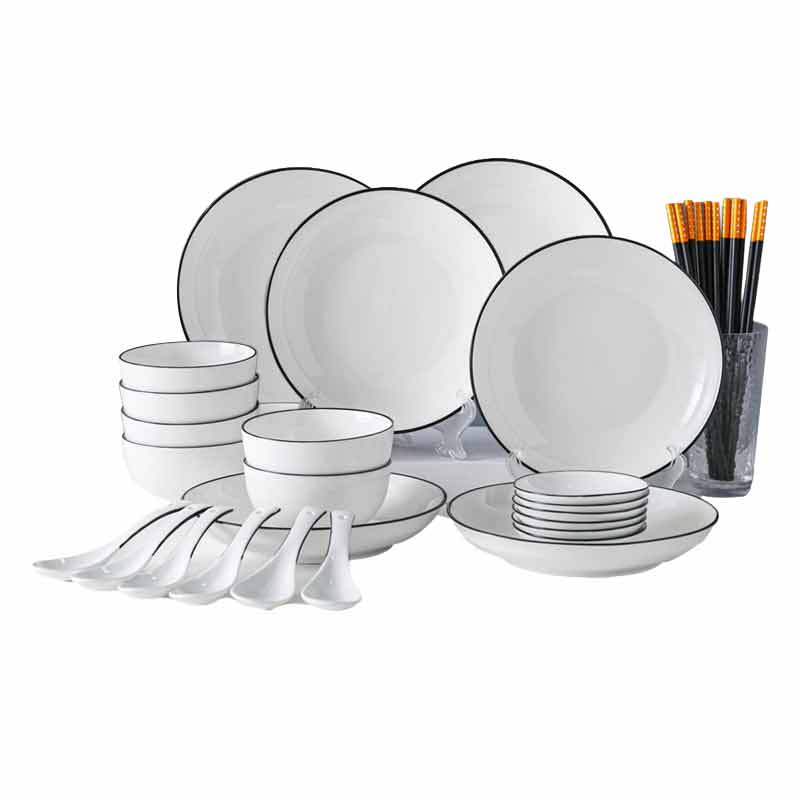 珊兰中式陶瓷30件套简爱餐具套装釉上彩碗碟SL-3005C    