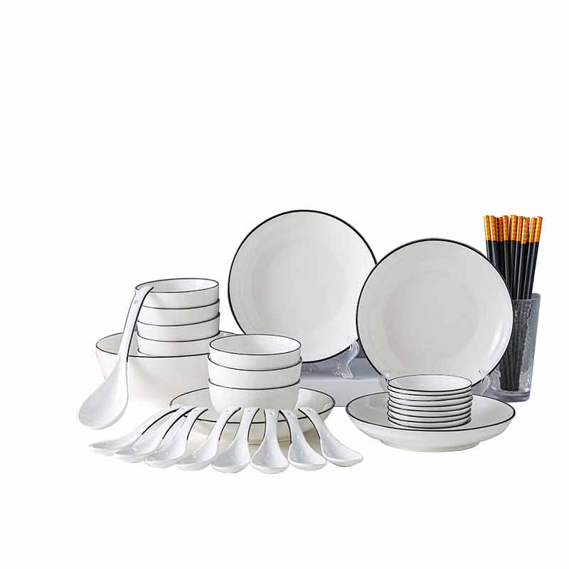 珊兰中式陶瓷38件套简爱餐具套装釉上彩碗碟SL-3805C    