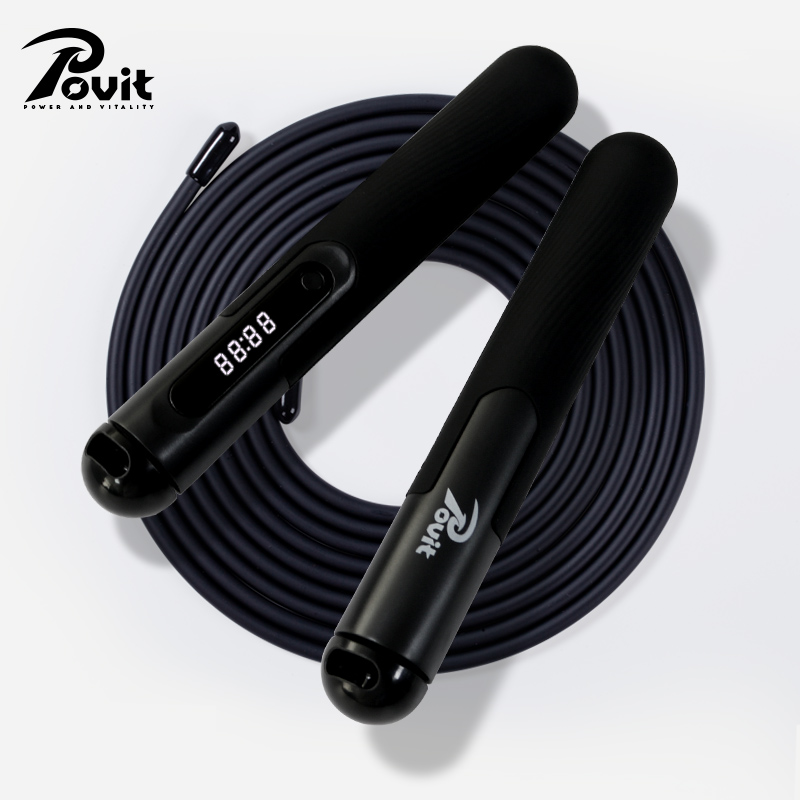 普为特POVIT智能蓝牙电子计数跳绳成人训练健身用绳学生专业考试比赛绳子 经典黑P-227/条 黑色