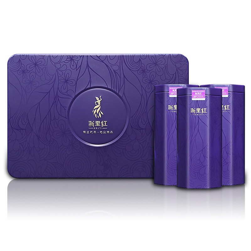 斯里红-金莲紫 斯里兰卡红茶锡兰精品红茶礼盒装送礼茶叶三罐装225克  紫色  