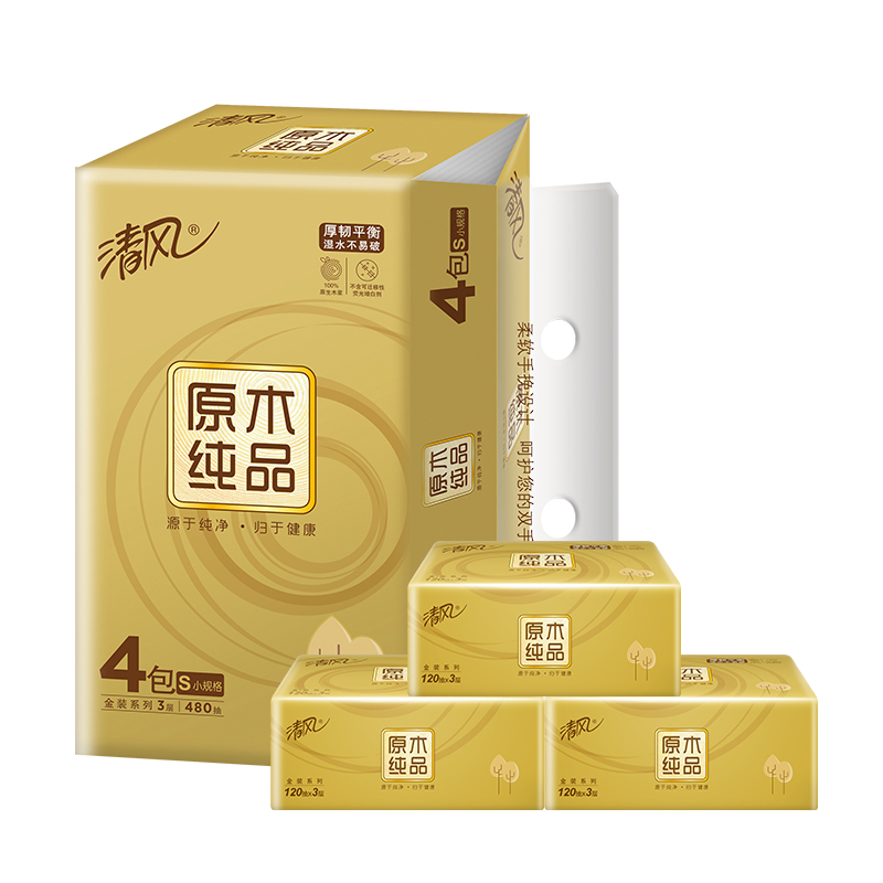 清风金装原木120抽24包S号132*190（偏远地方不能发货）  图片色  