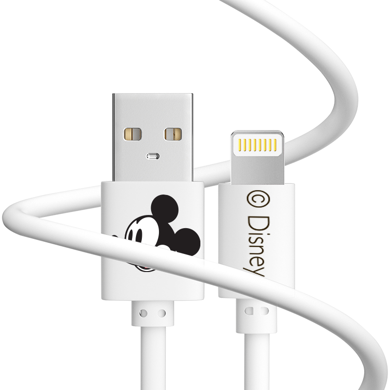 迪士尼 Disney快充线 安卓插口 /  TYPE-C/苹果插口  CE-879/条 白色苹果插口